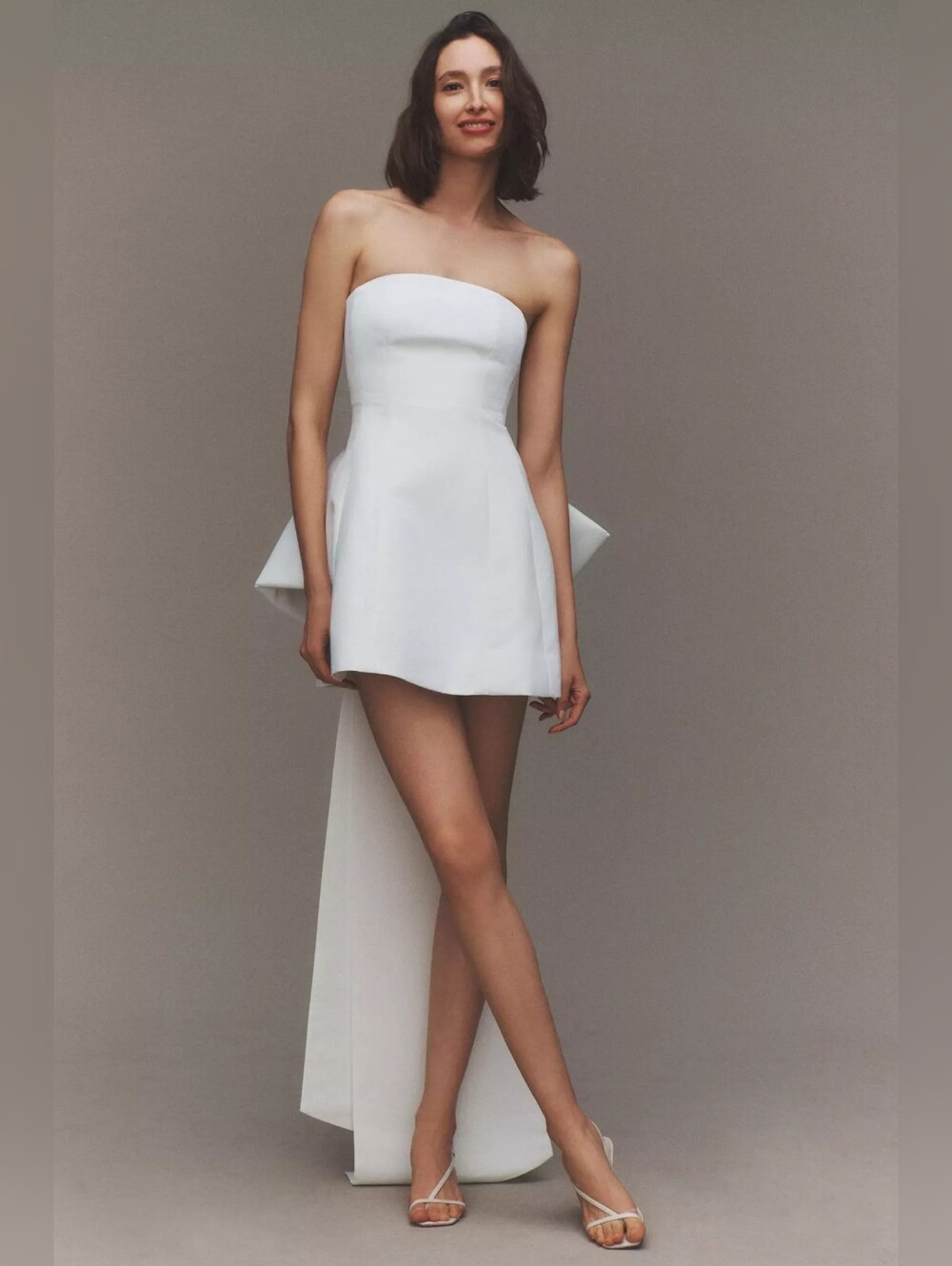 Sachin + Babi White Strapless Mini Dress with  Back Dramatic Bow